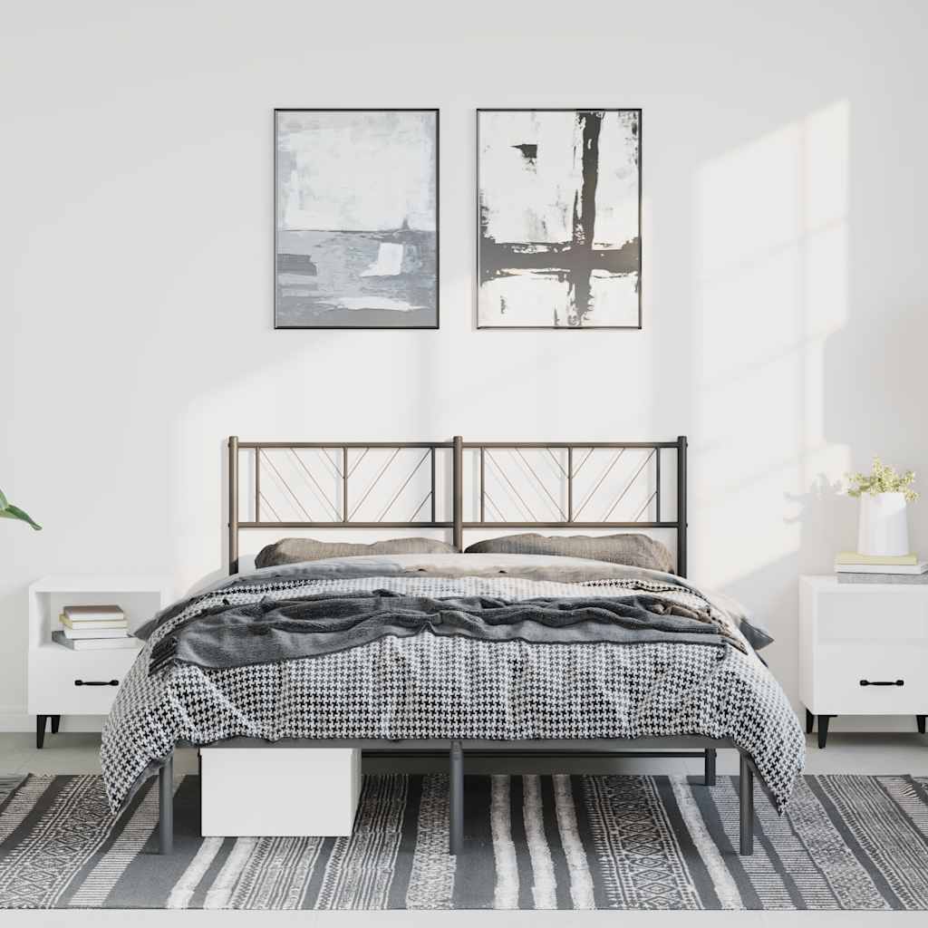 Sengeramme i metall med hodegavl svart 135x190 cm vidaXL