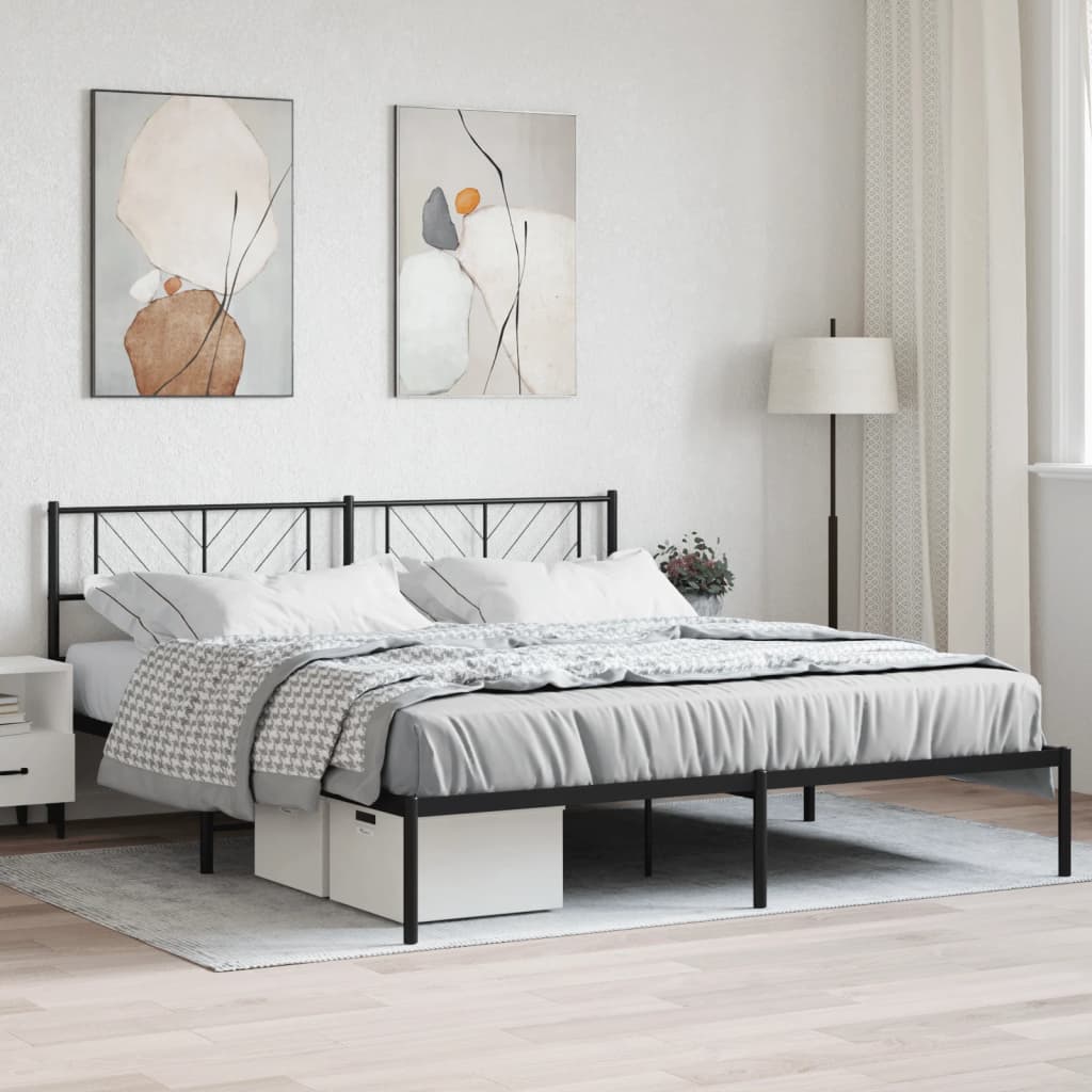 Sengeramme i metall med sengegavl svart 180x200 cm vidaXL