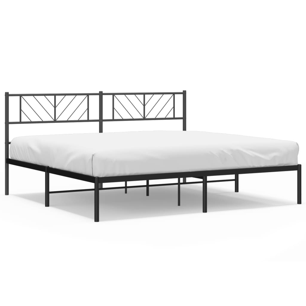 Sengeramme i metall med sengegavl svart 200x200 cm vidaXL