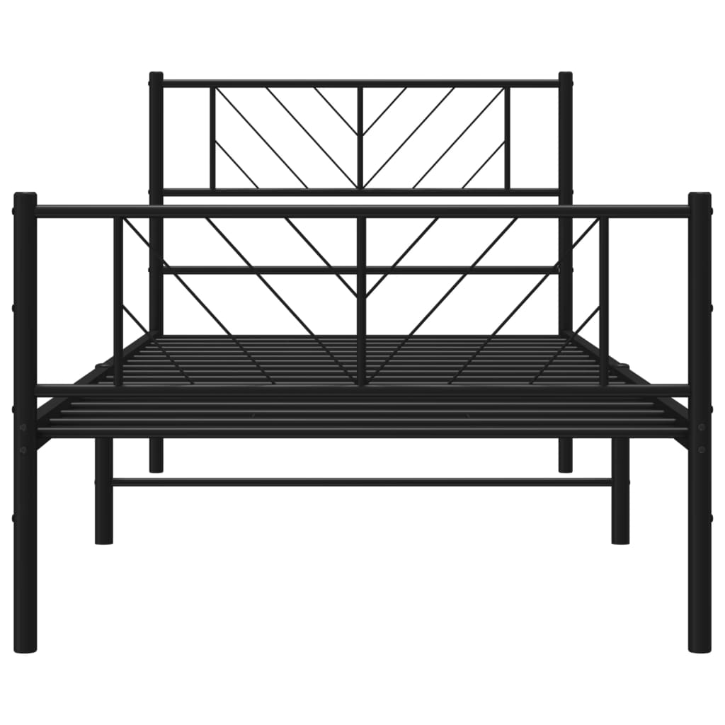 Sengeramme i metall med hode- og fotgavl svart 75x190 cm