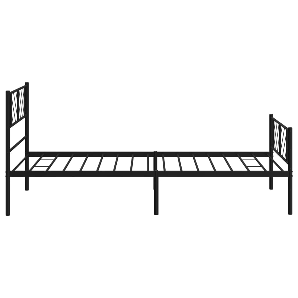 Sengeramme i metall med hode- og fotgavl svart 75x190 cm