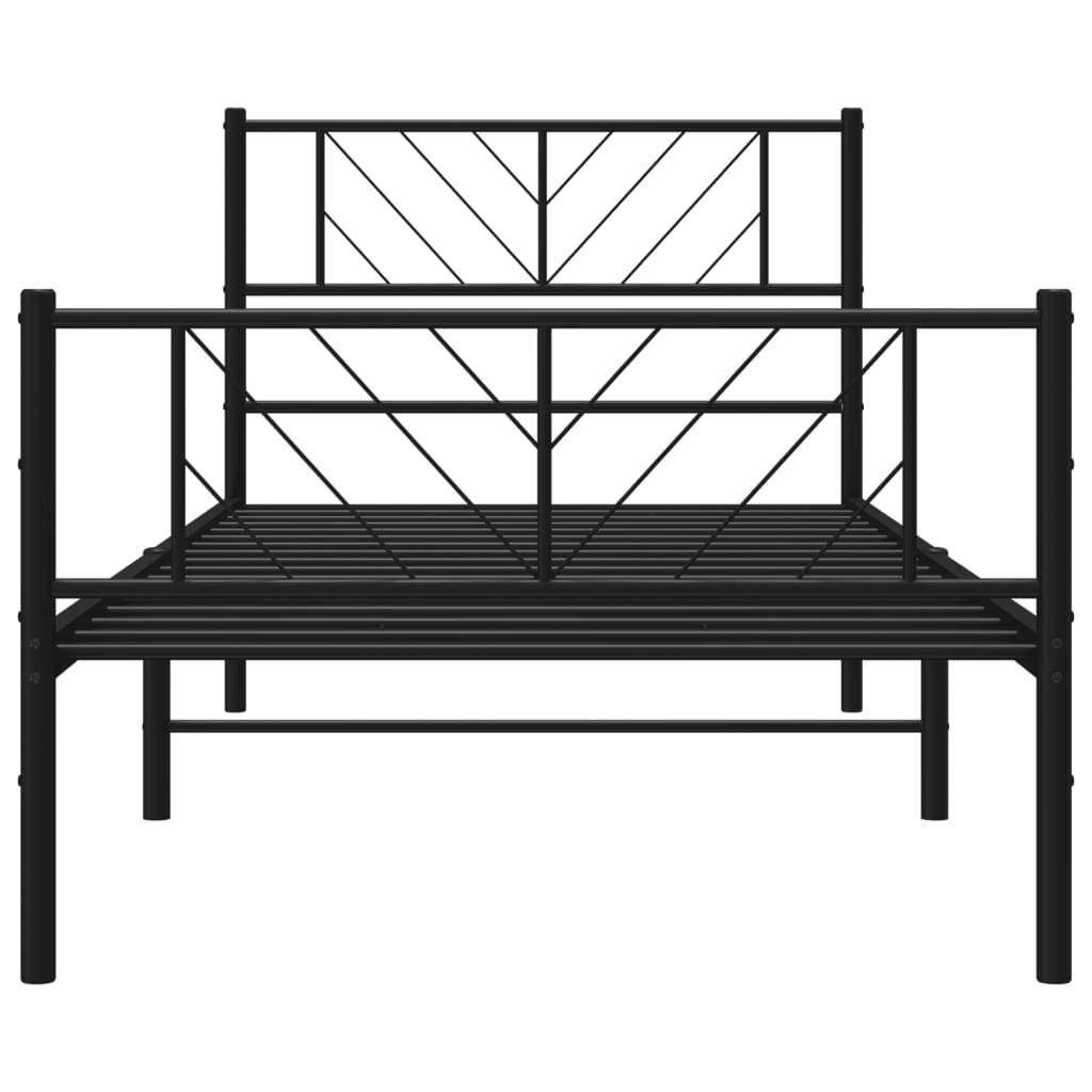 Sengeramme i metall med hode- og fotgavl svart 90x200 cm