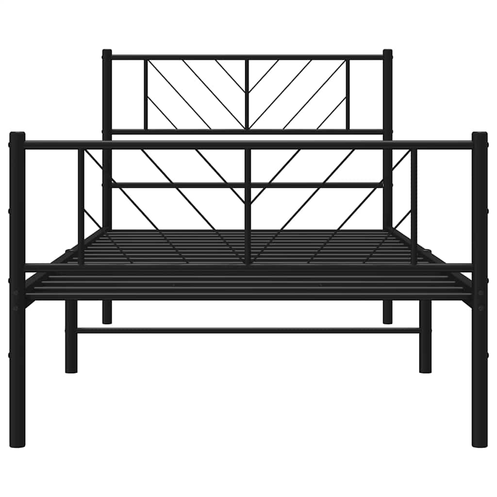 Sengeramme i metall med hode- og fotgavl svart 100x190 cm