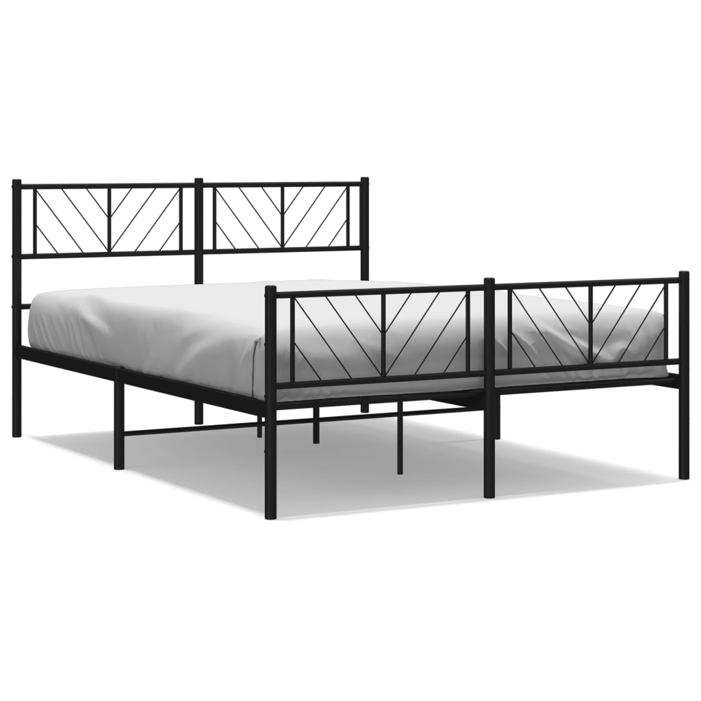 Sengeramme i metall med hode- og fotgavl svart 120x200 cm