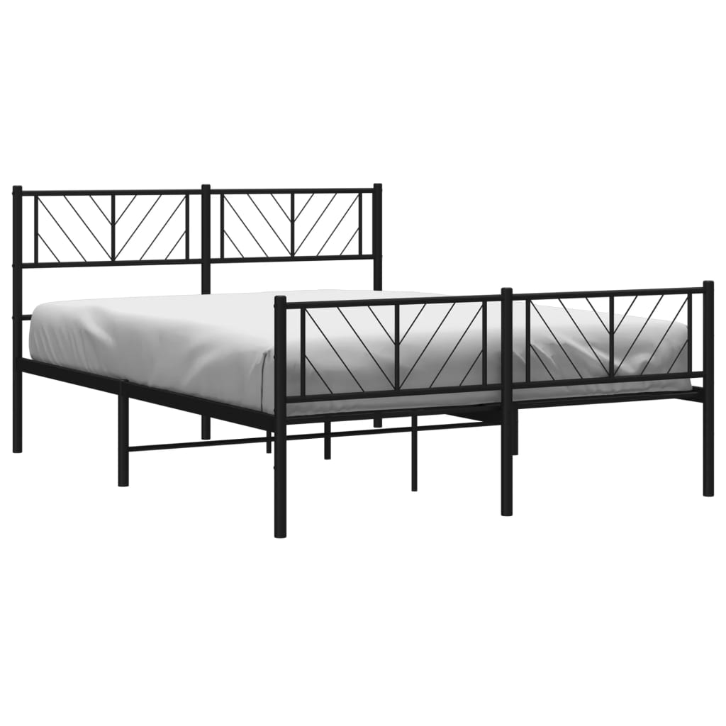 Sengeramme i metall med hode- og fotgavl svart 140x190 cm vidaXL