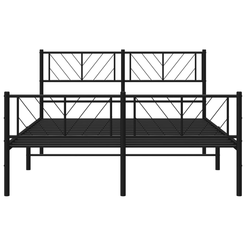 Sengeramme i metall med hode- og fotgavl svart 140x190 cm vidaXL