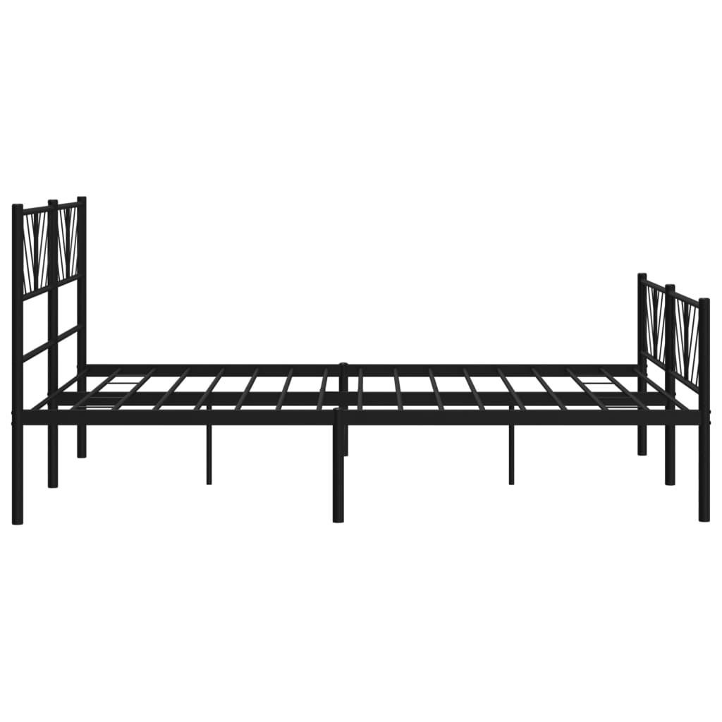 Sengeramme i metall med hode- og fotgavl svart 140x200 cm