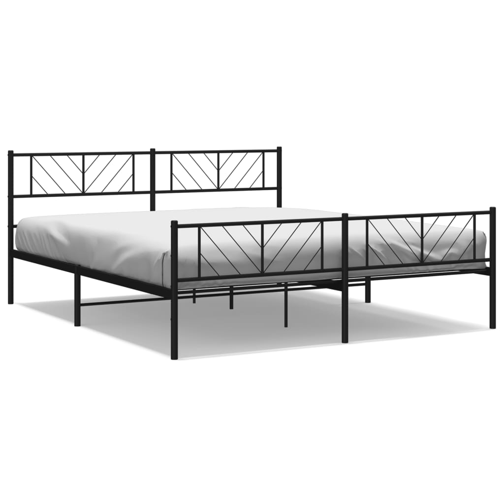 Sengeramme i metall uten madrass med fotgavl svart 180x200 cm vidaXL