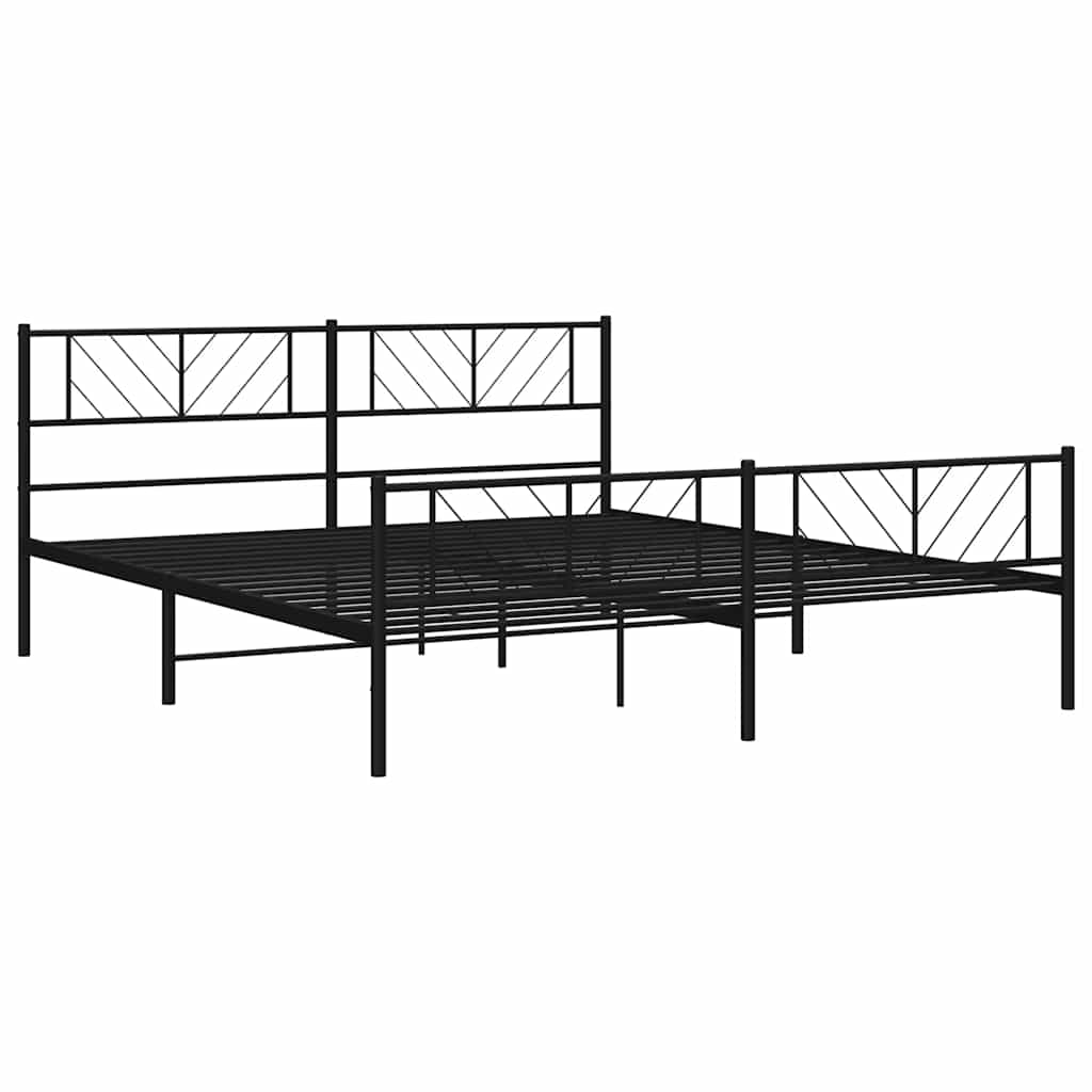 Sengeramme i metall med hode- og fotgavl svart 183x213 cm