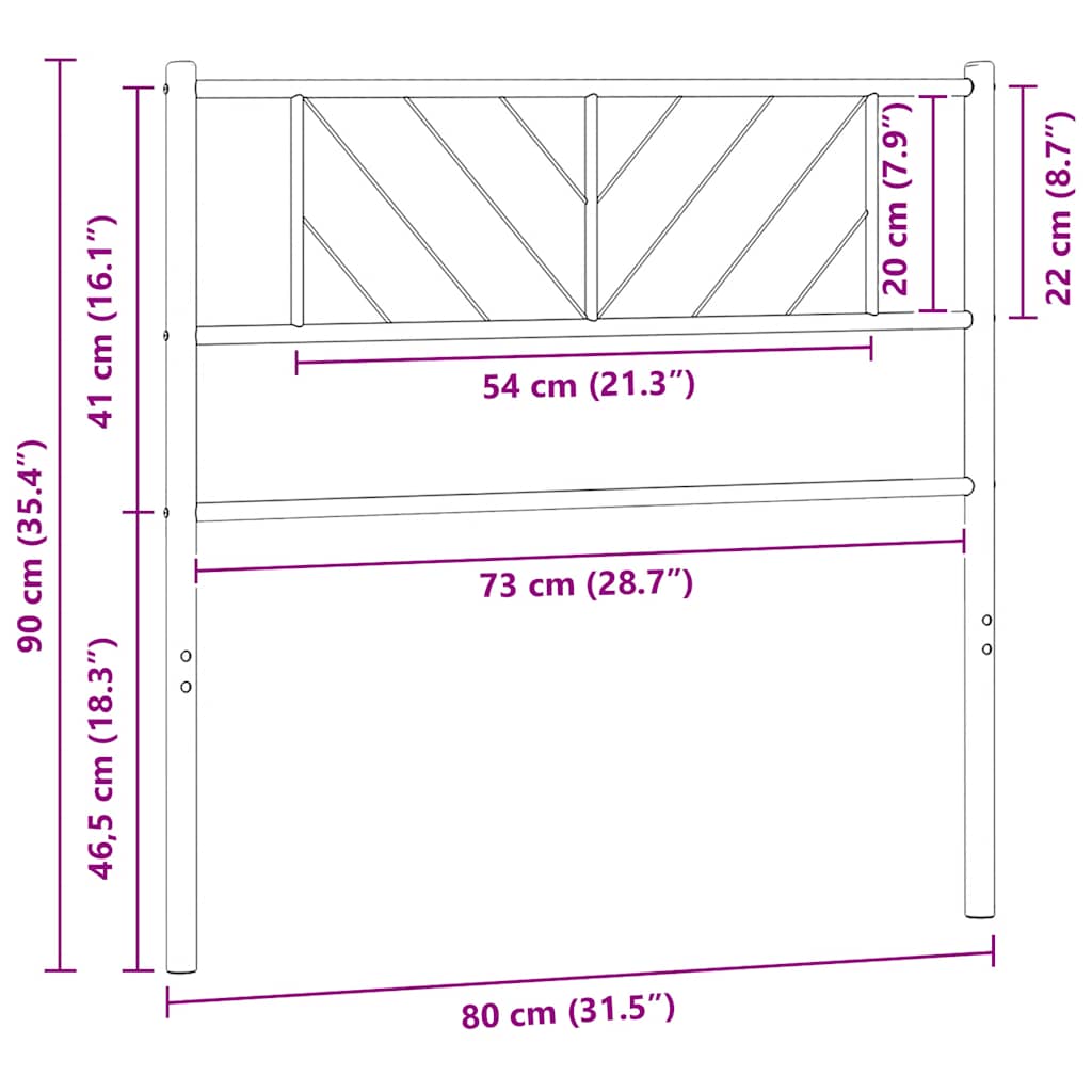 Utskiftbar sengegavl i metall svart 75 cm vidaXL