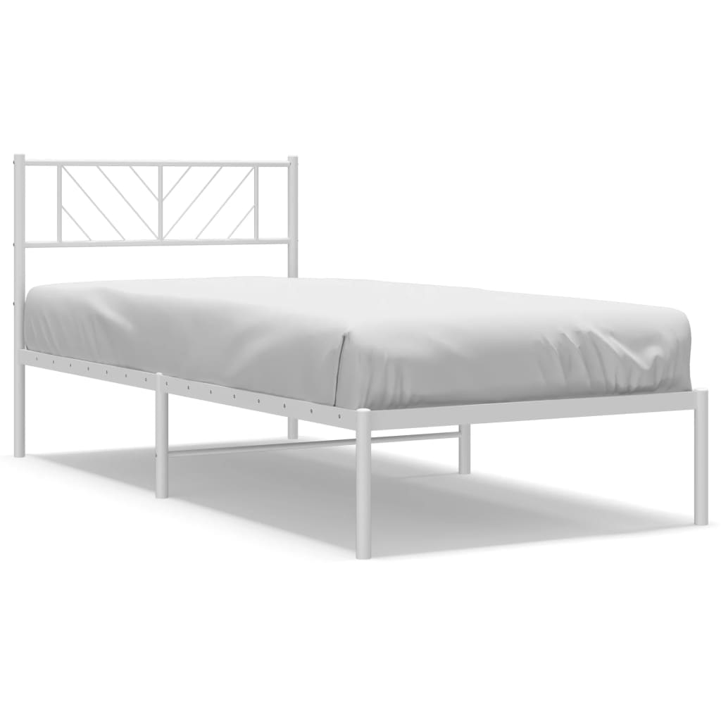 Sengeramme i metall med hodegavl hvit 90x190 cm