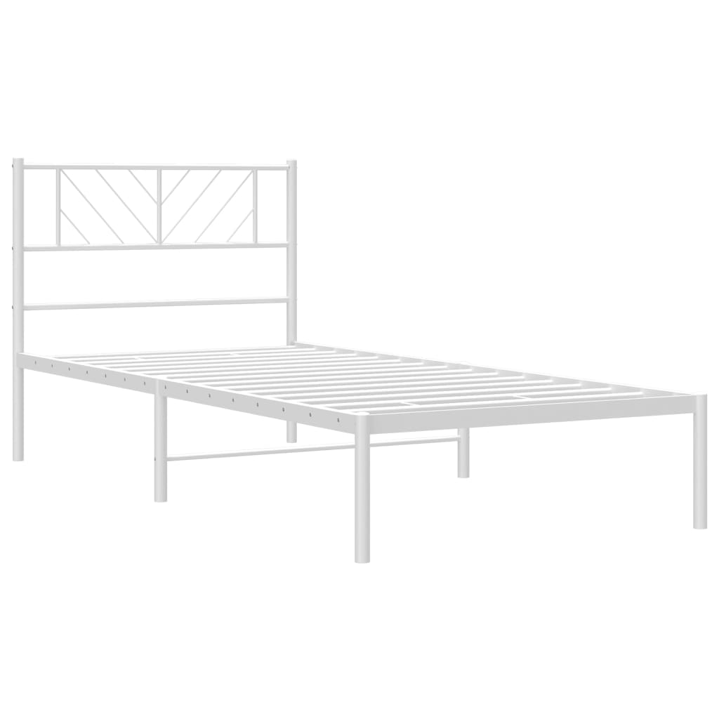 Sengeramme i metall med hodegavl hvit 90x200 cm