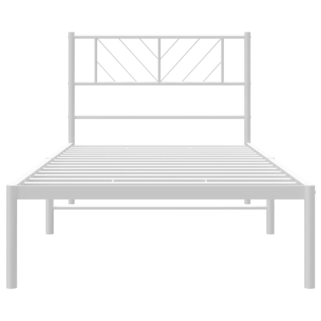 Sengeramme i metall med hodegavl hvit 100x200 cm