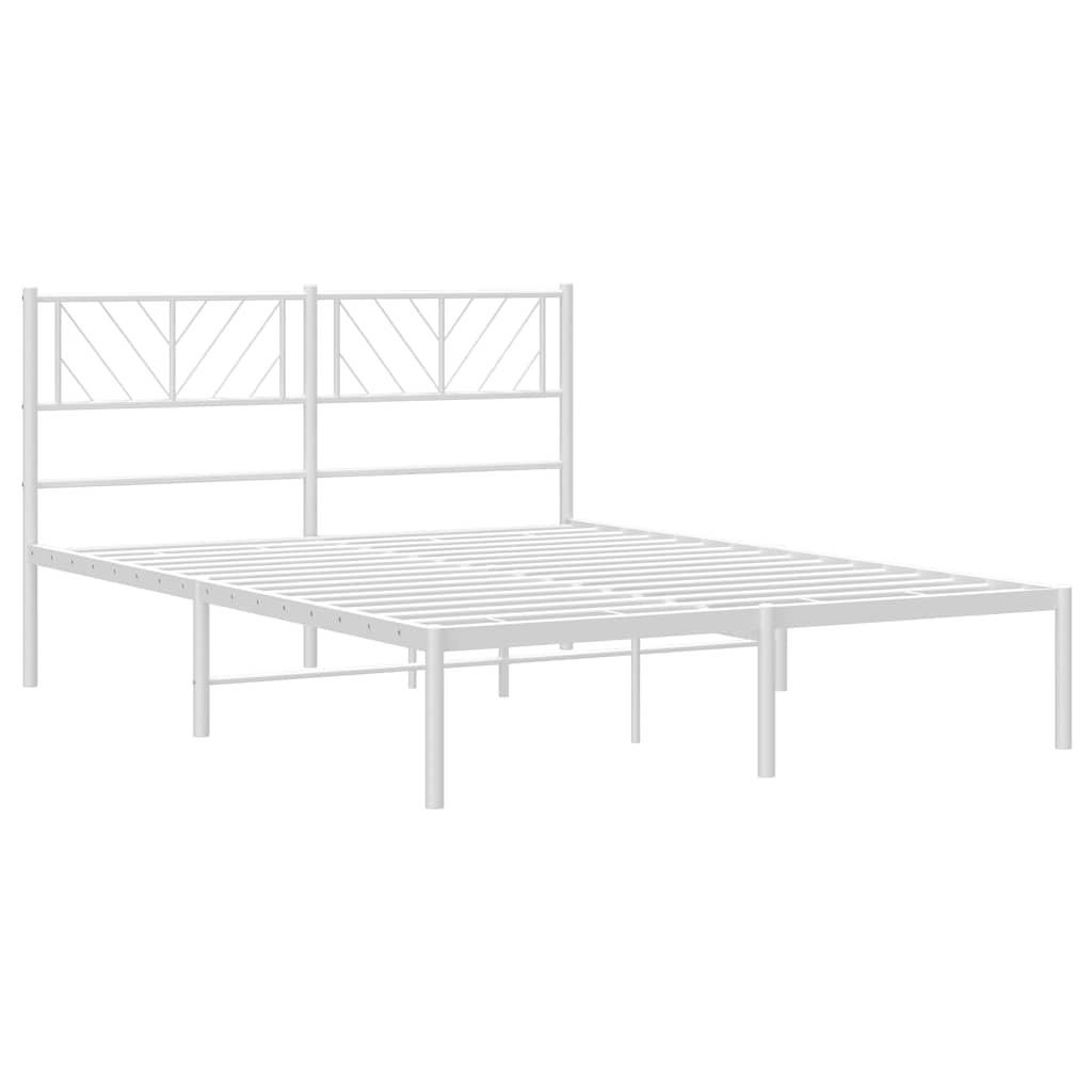 Sengeramme i metall med hodegavl hvit 135x190 cm