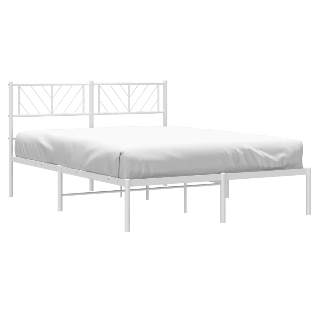 Sengeramme i metall med hodegavl hvit 140x200 cm vidaXL