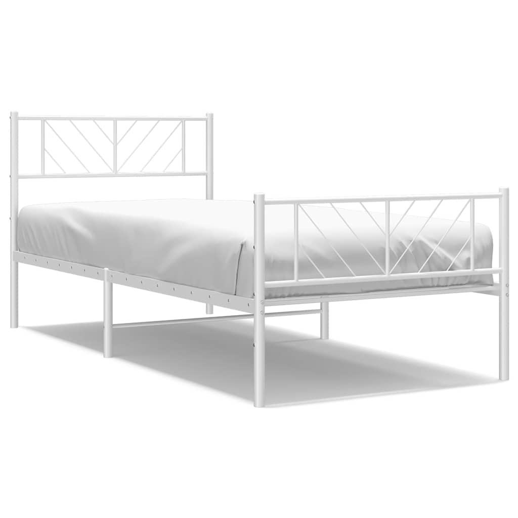 Sengeramme i metall med hode- og fotgavl hvit 100x190 cm
