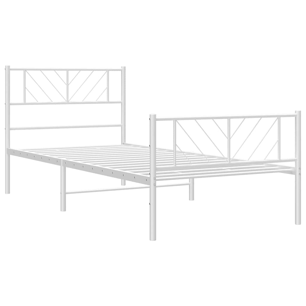 Sengeramme i metall med hode- og fotgavl hvit 100x190 cm