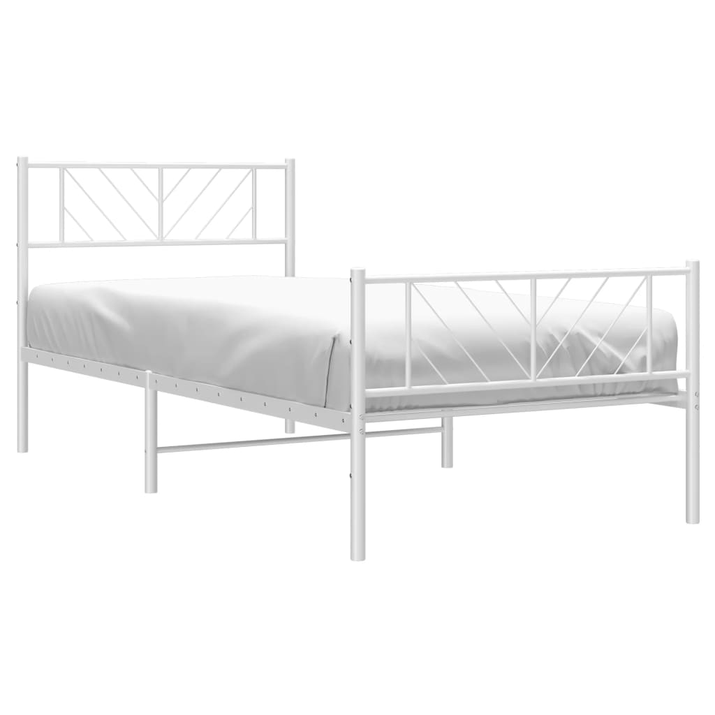 Sengeramme i metall med hode- og fotgavl hvit 107x203 cm