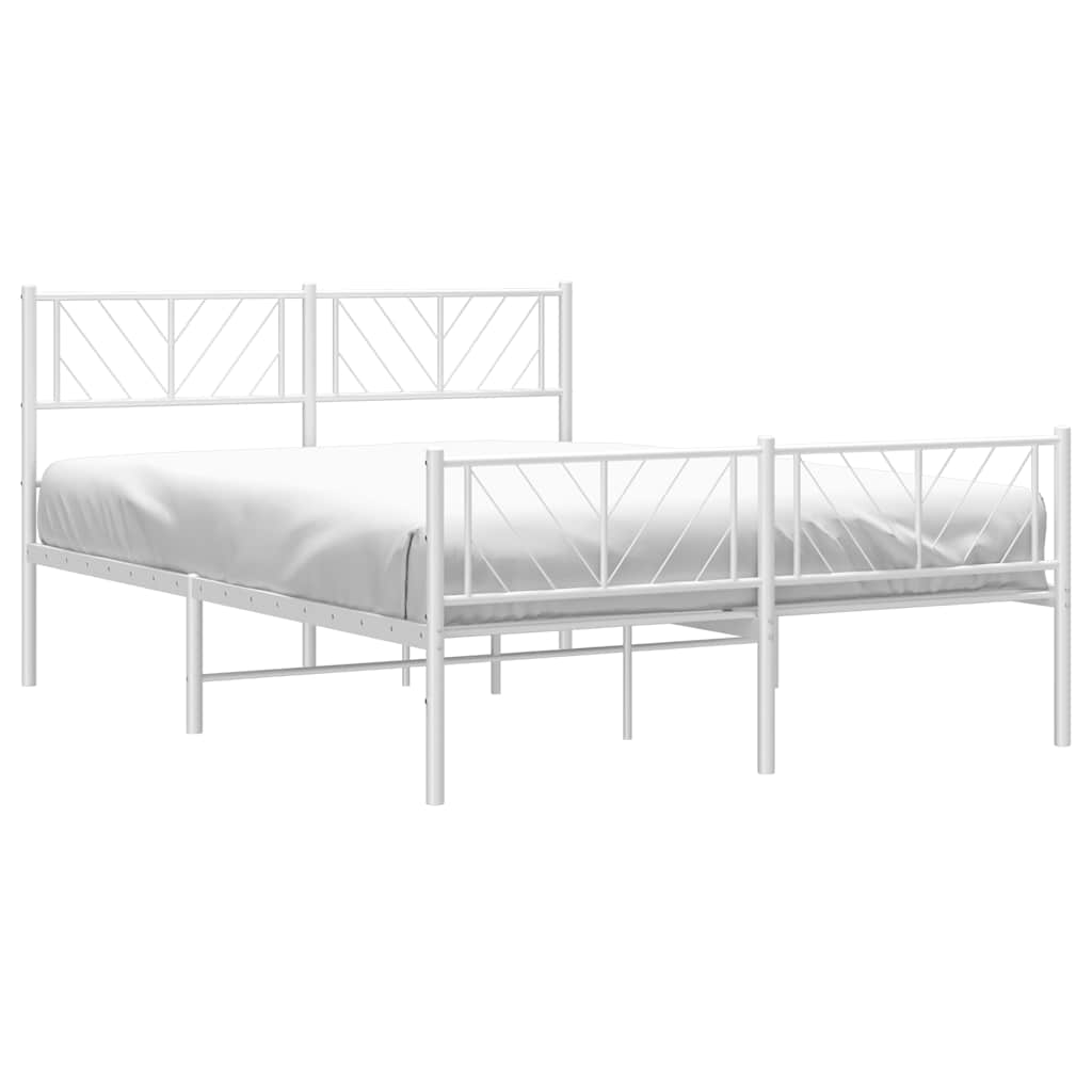 Sengeramme i metall med hode- og fotgavl hvit 135x190 cm