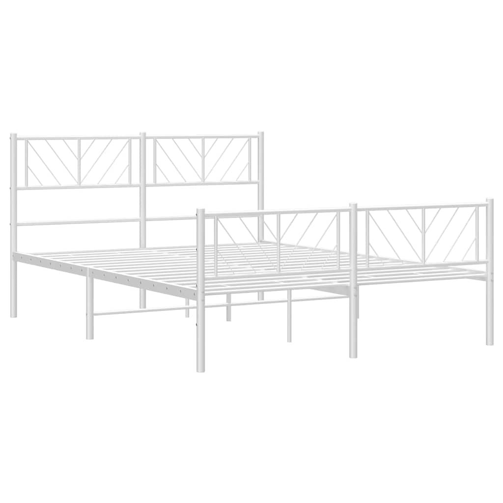 Sengeramme i metall med hode- og fotgavl hvit 135x190 cm