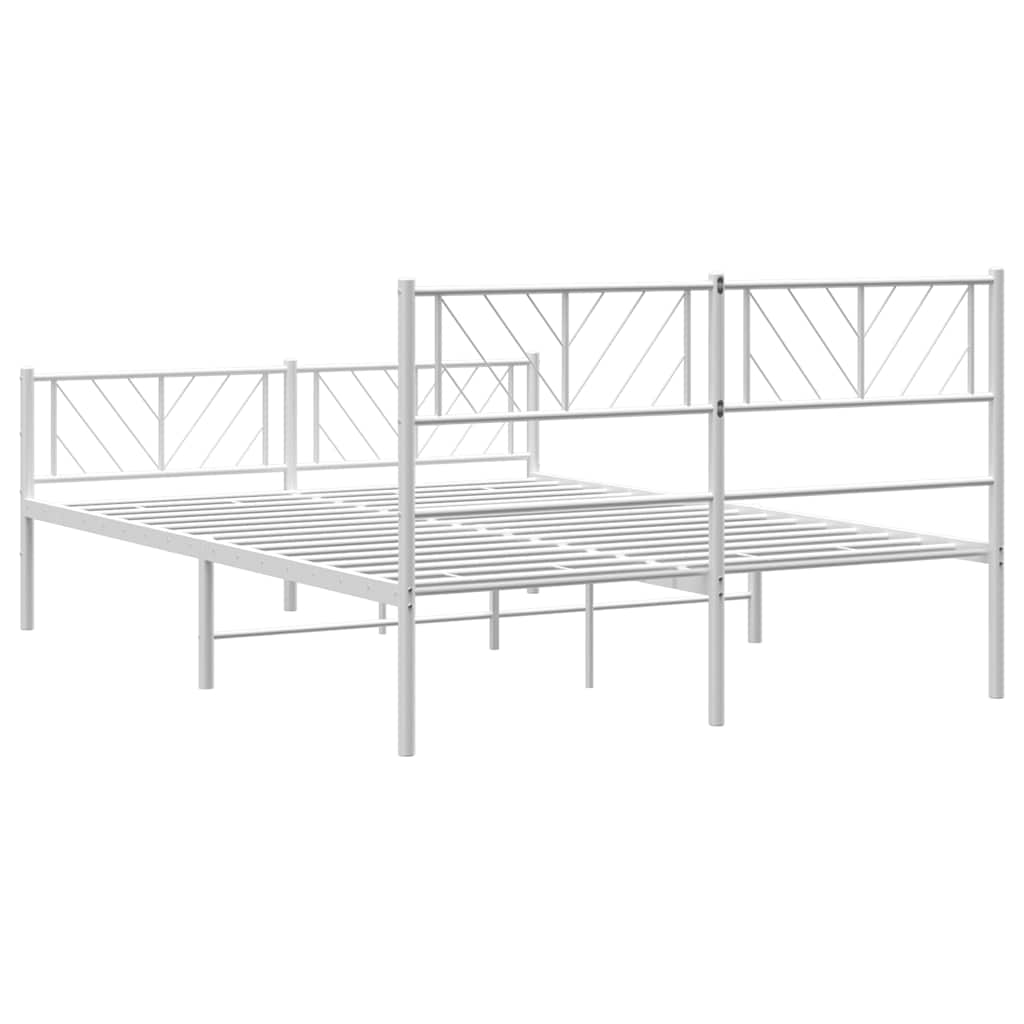 Sengeramme i metall med hode- og fotgavl hvit 135x190 cm