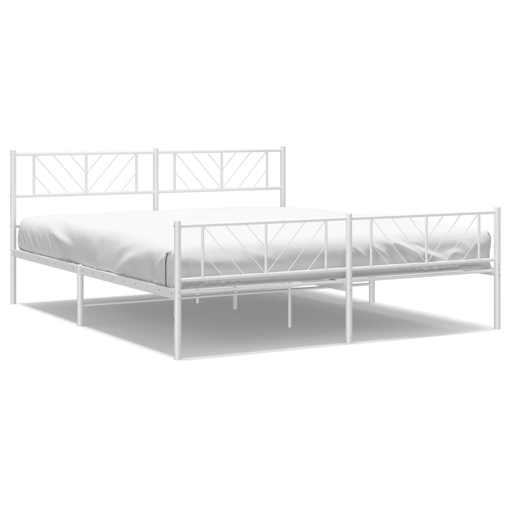 Sengeramme i metall med hode- og fotgavl hvit 180x200 cm vidaXL