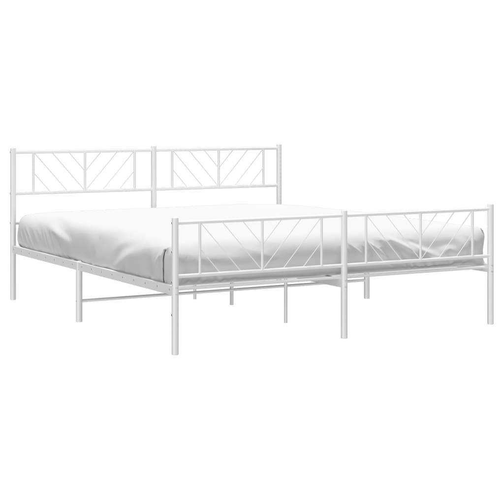 Sengeramme i metall med hode- og fotgavl hvit 180x200 cm vidaXL