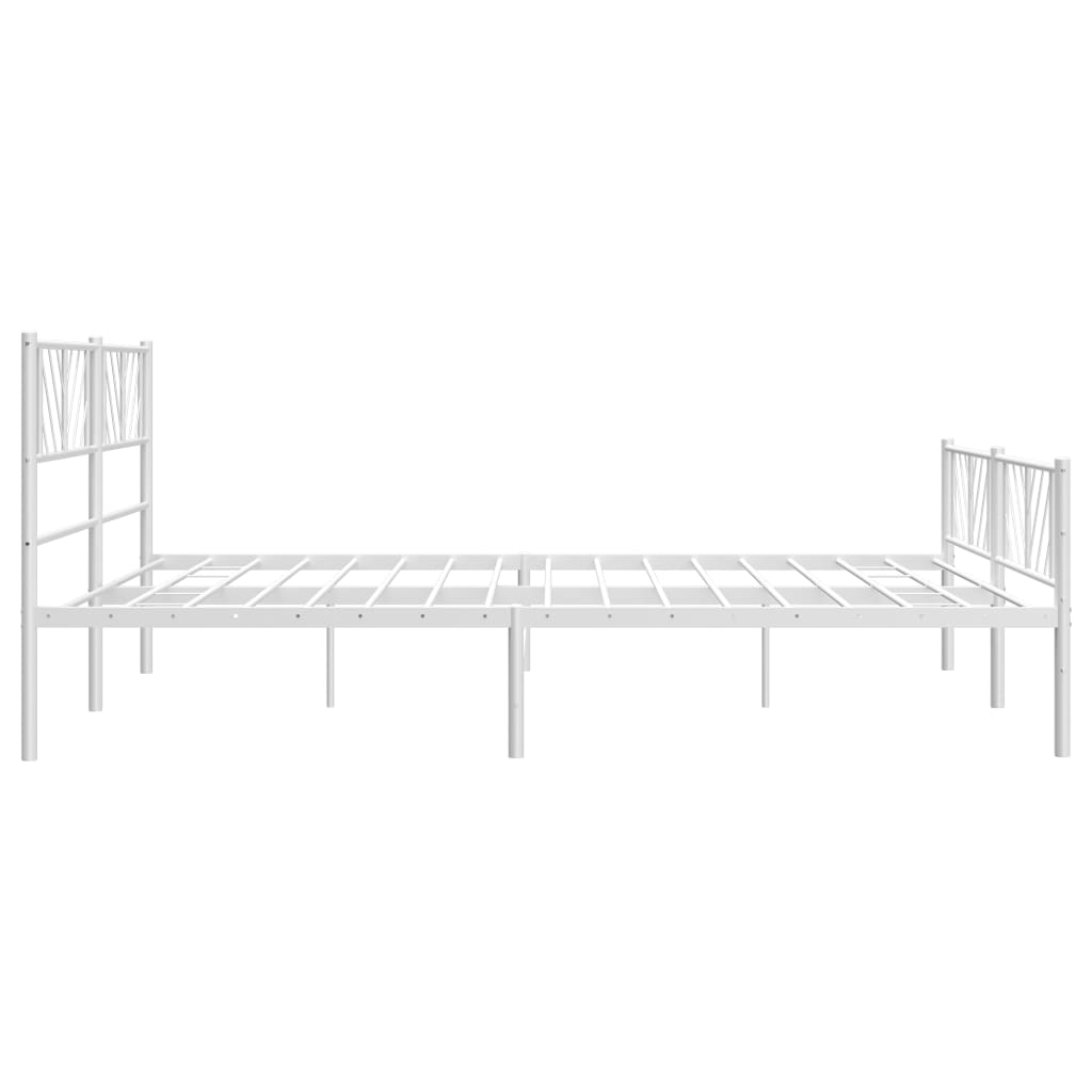 Sengeramme i metall med hode- og fotgavl hvit 180x200 cm vidaXL