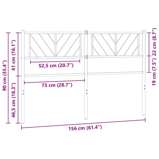 Utskiftbar sengegavl i metall hvit 150 cm