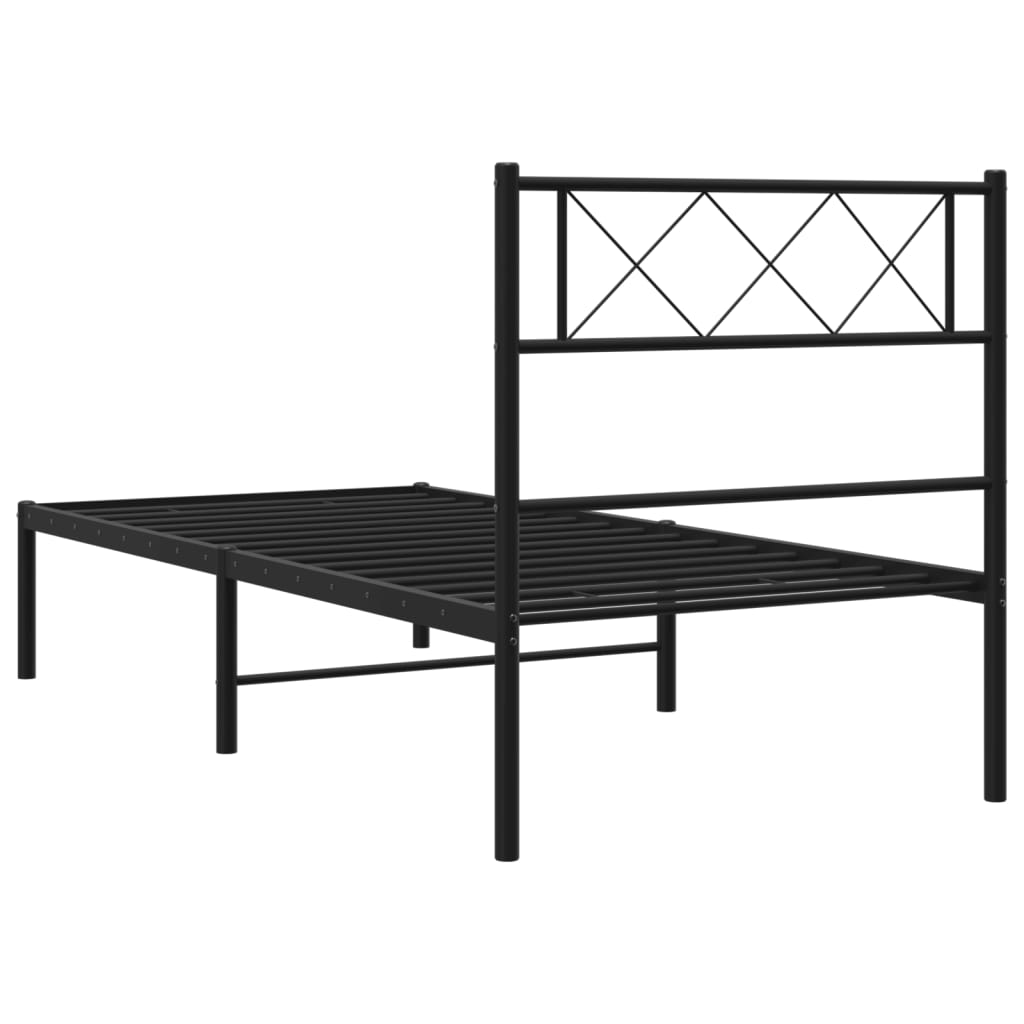 Sengeramme i metall med hodegavl svart 75x190 cm