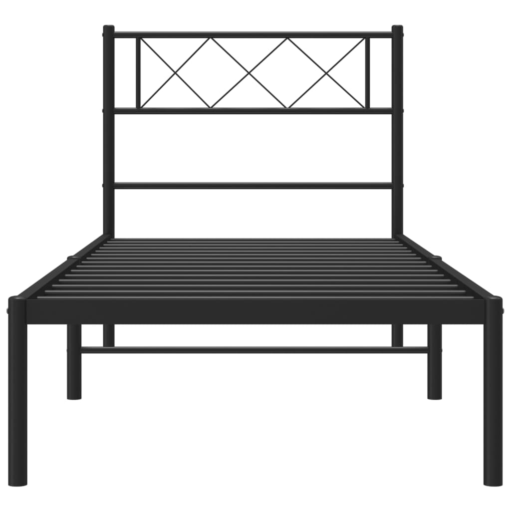 Sengeramme i metall med hodegavl svart 90x190 cm