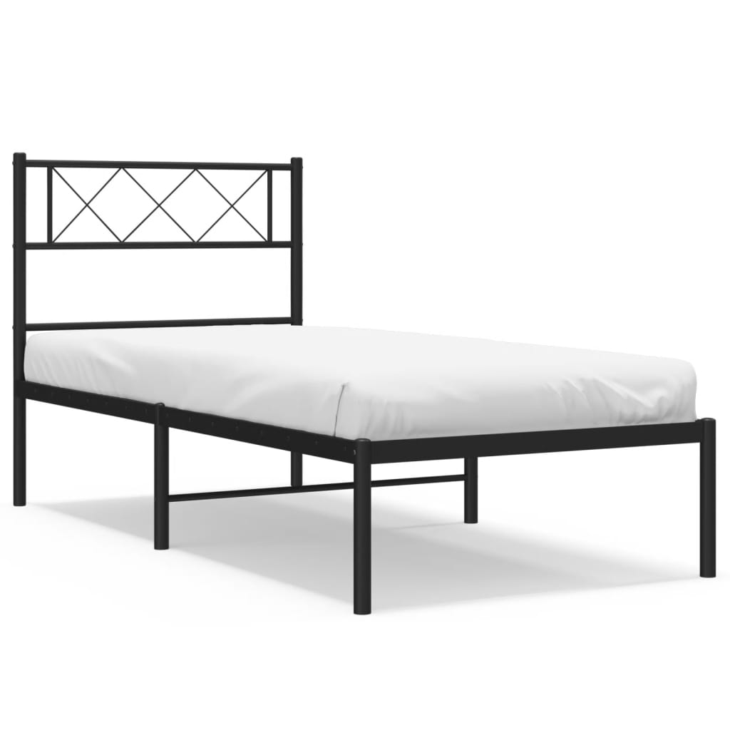 Sengeramme i metall med hodegavl svart 90x200 cm vidaXL