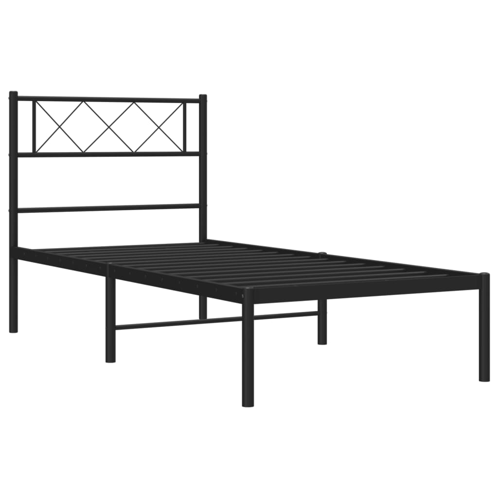 Sengeramme i metall med hodegavl svart 90x200 cm vidaXL