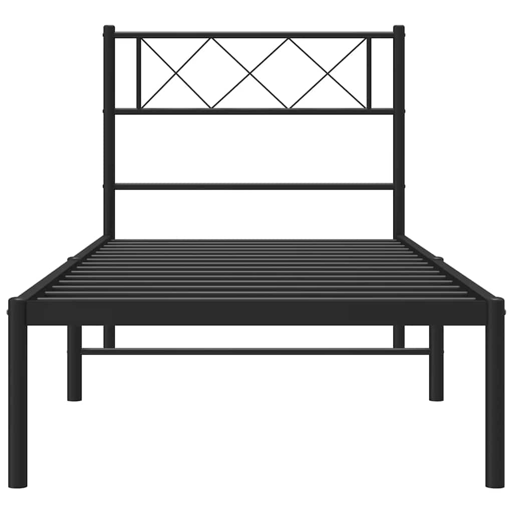 Sengeramme i metall med hodegavl svart 100x200 cm vidaXL