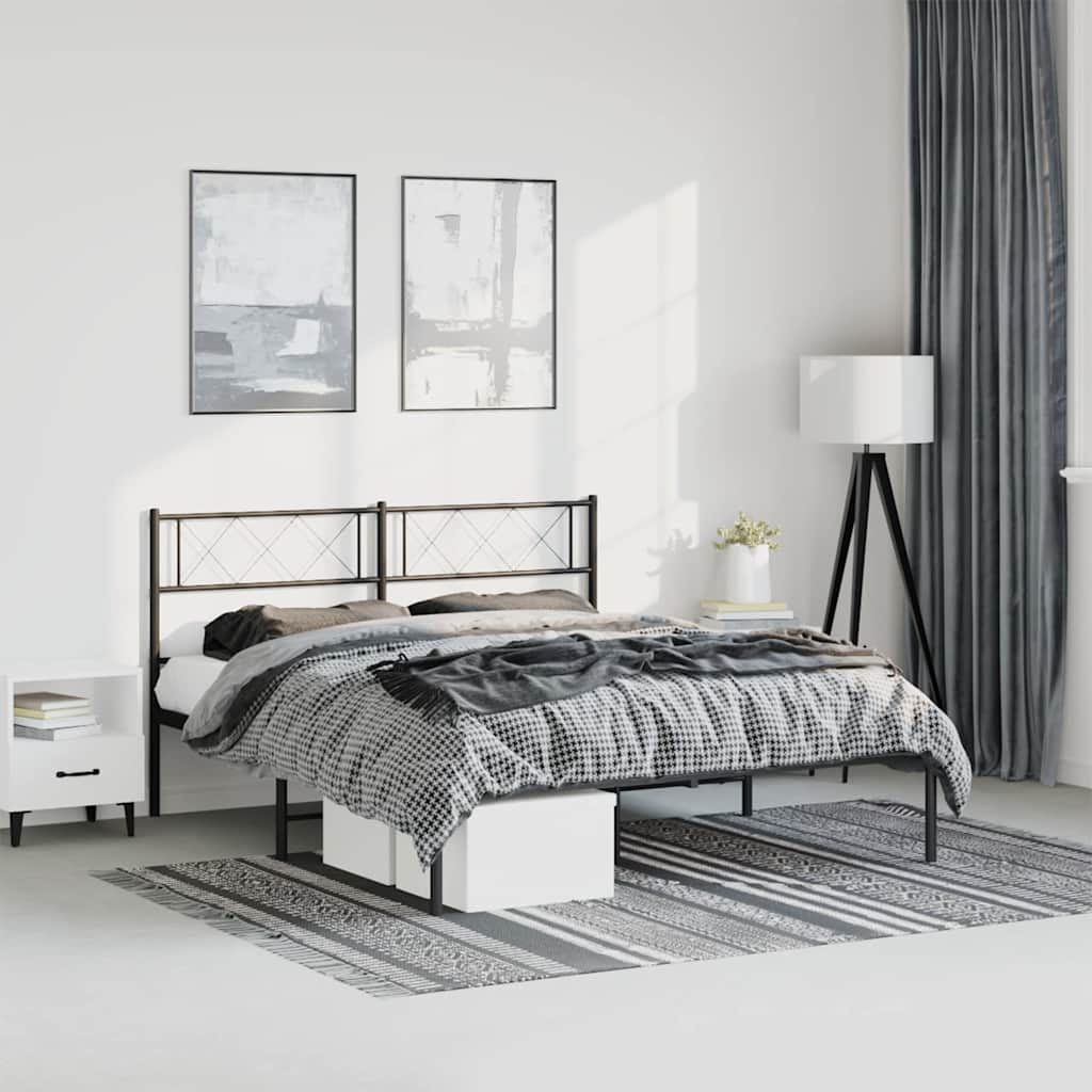 Sengeramme i metall med hodegavl svart 135x190 cm