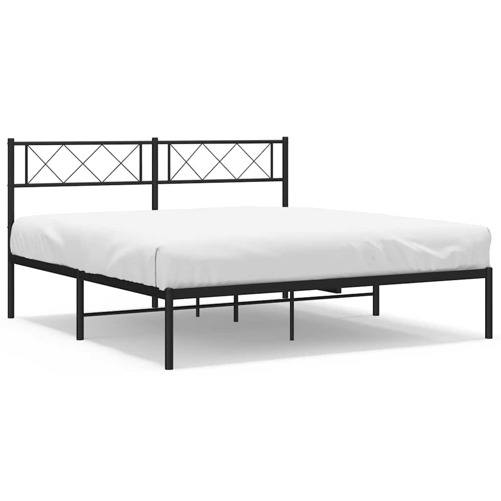Sengeramme i metall med sengegavl svart 150x200 cm vidaXL