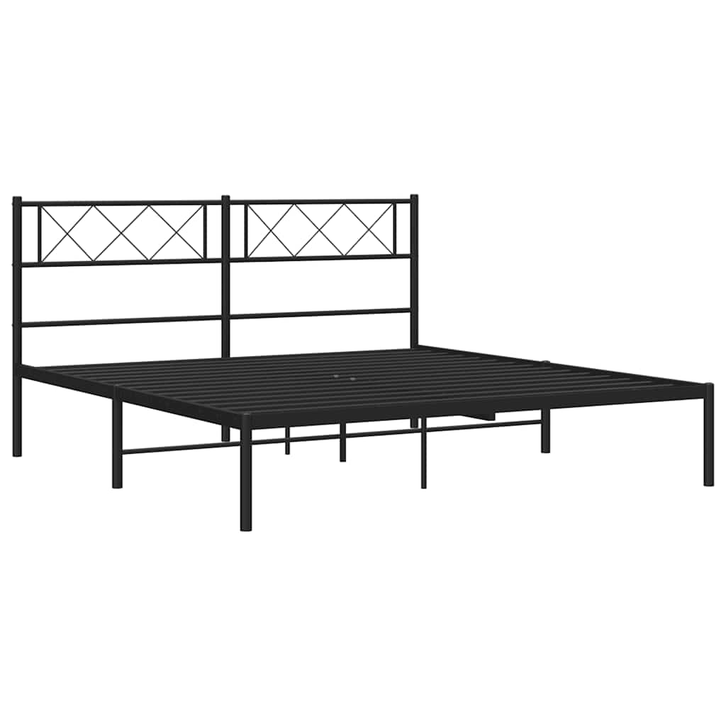Sengeramme i metall med sengegavl svart 150x200 cm vidaXL