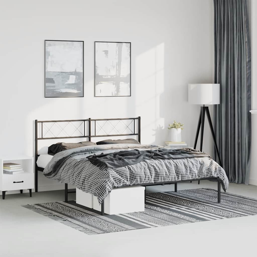 Sengeramme i metall med sengegavl svart 150x200 cm vidaXL