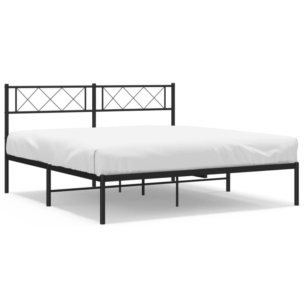 Sengeramme i metall med hodegavl svart 160x200 cm