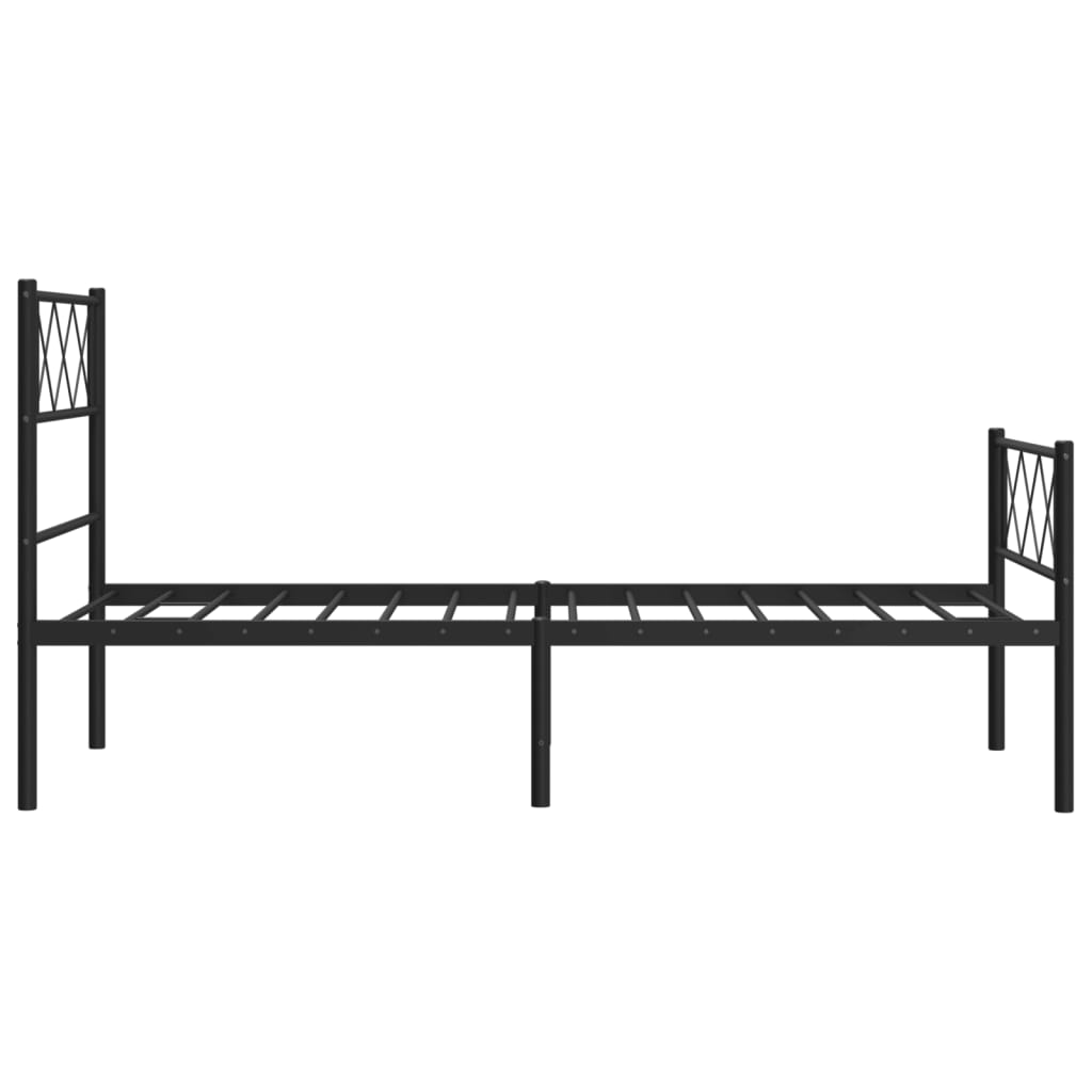 Sengeramme i metall med hode- og fotgavl svart 75x190 cm