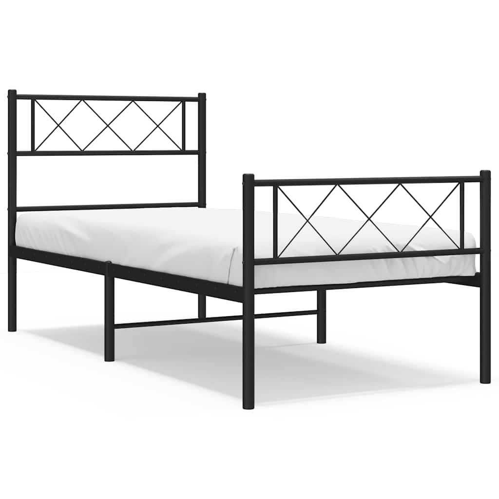 Sengeramme i metall med hode- og fotgavl svart 100x190 cm vidaXL