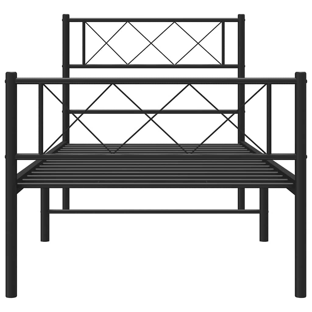 Sengeramme i metall med hode- og fotgavl svart 100x200 cm vidaXL