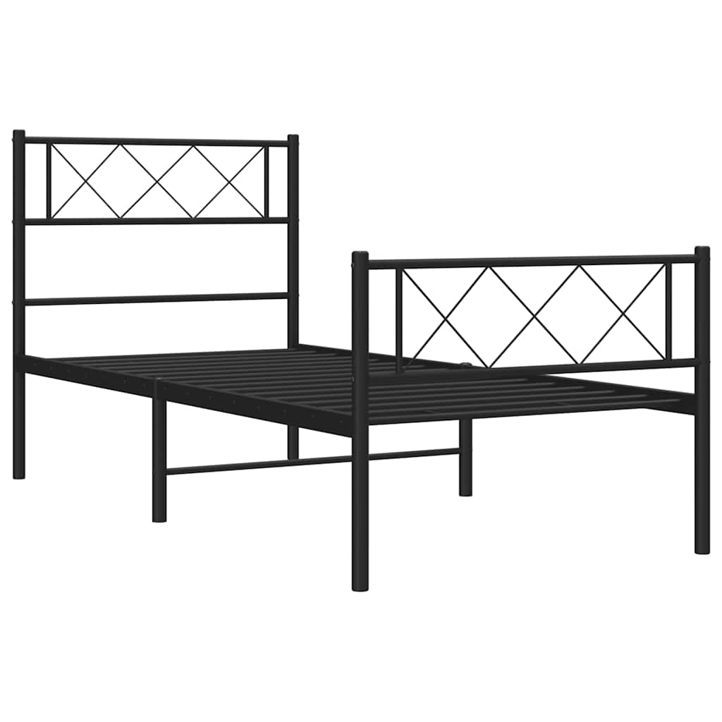 Sengeramme i metall med hode- og fotgavl svart 100x200 cm