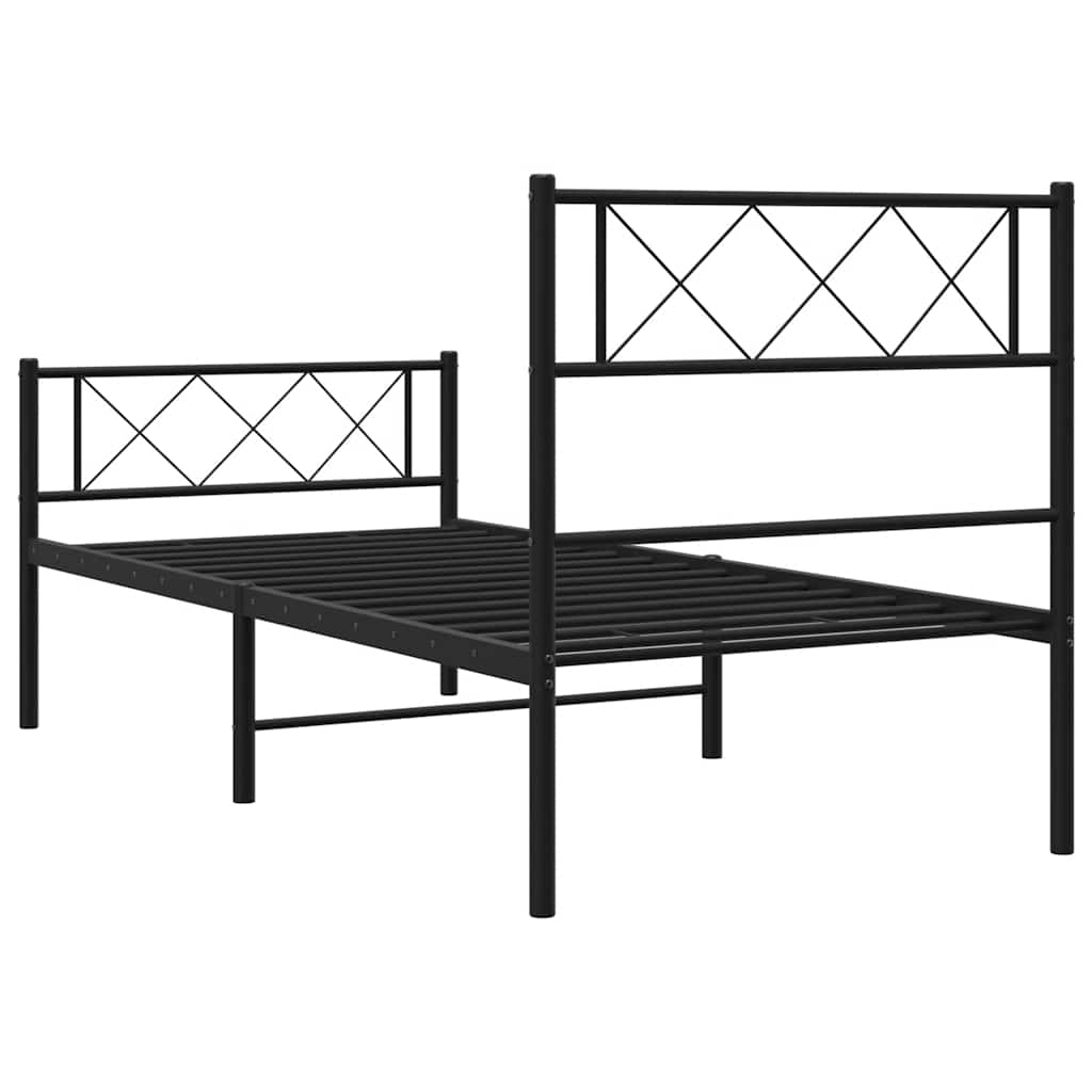 Sengeramme i metall med hode- og fotgavl svart 100x200 cm