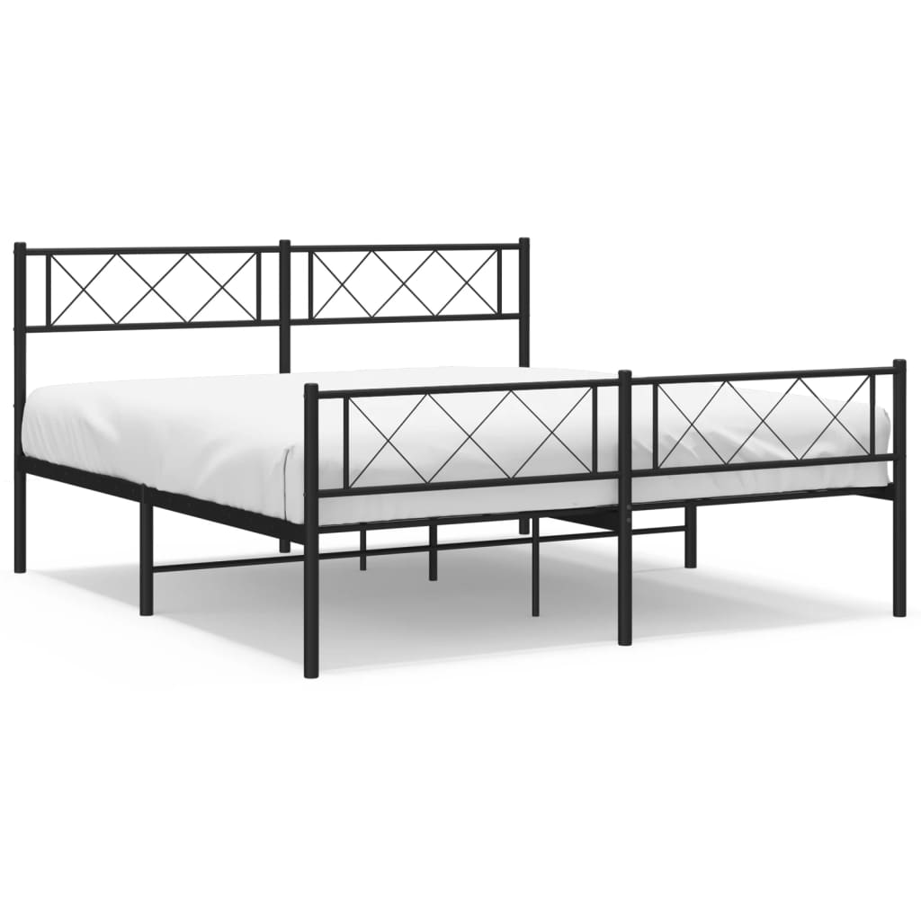 Sengeramme i metall med hode- og fotgavl svart 120x190 cm