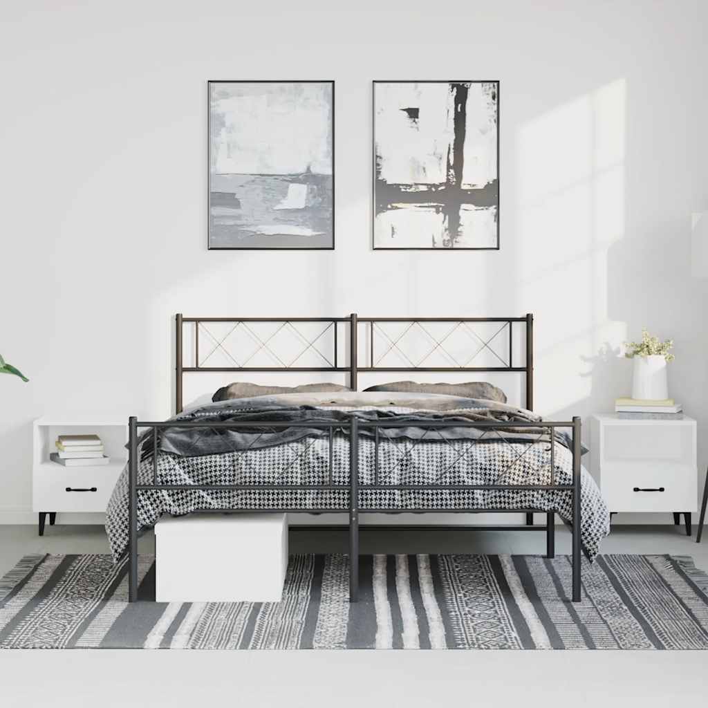 Sengeramme i metall med hode- og fotgavl svart 150x200 cm vidaXL
