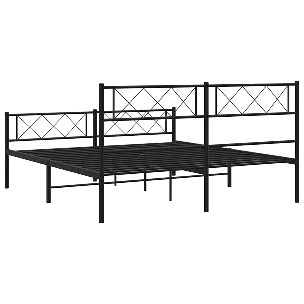 Sengeramme i metall med hode- og fotgavl svart 150x200 cm vidaXL