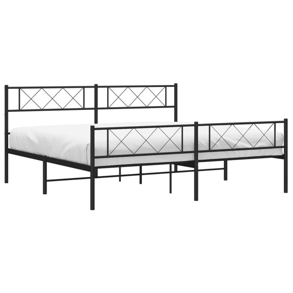 Sengeramme i metall uten madrass med fotgavl svart 180x200 cm vidaXL
