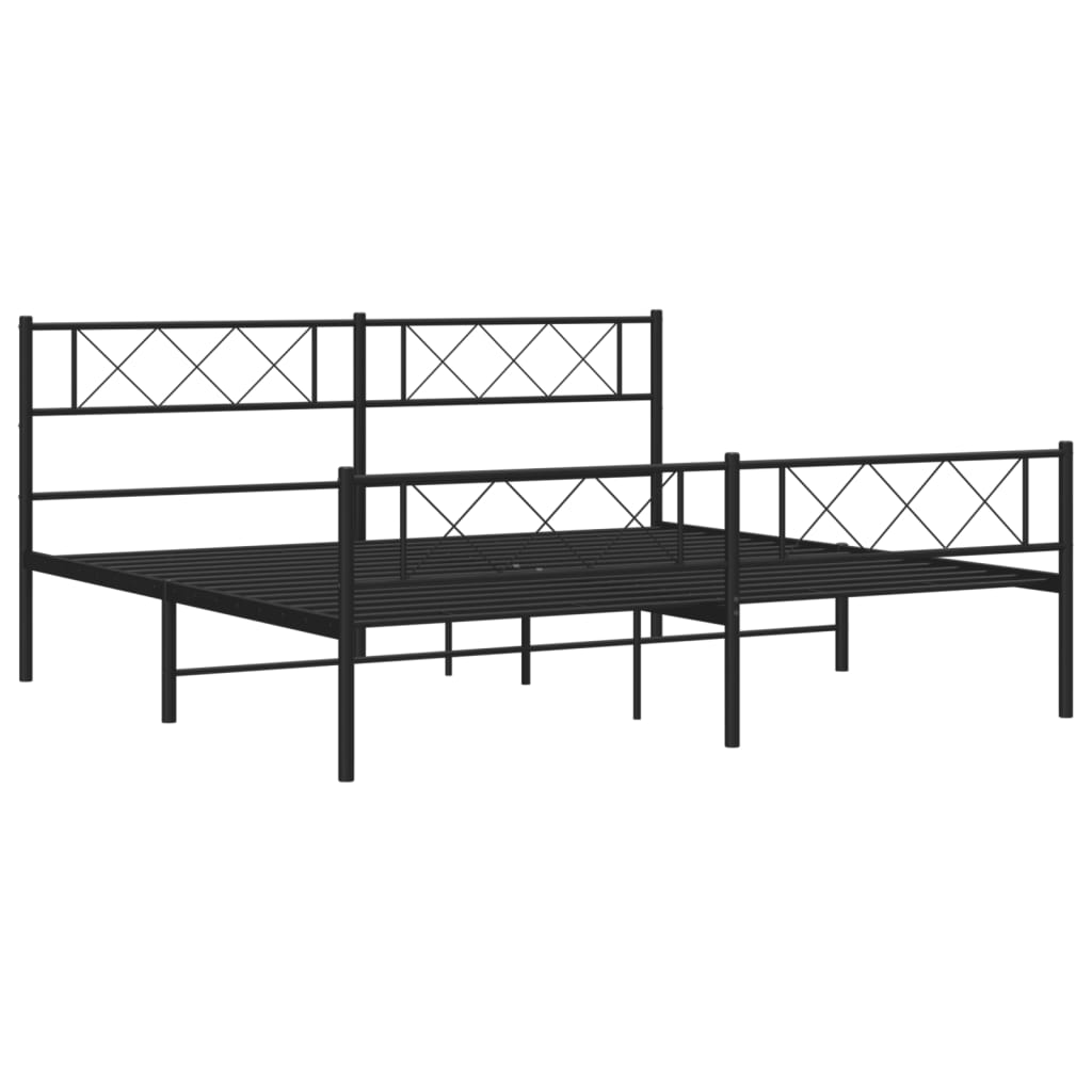 Sengeramme i metall uten madrass med fotgavl svart 180x200 cm vidaXL