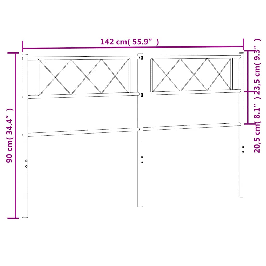 Utskiftbar sengegavl i metall svart 135 cm vidaXL